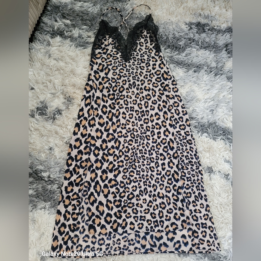Victoria's Secret Tan and Black Lace Slip Dress